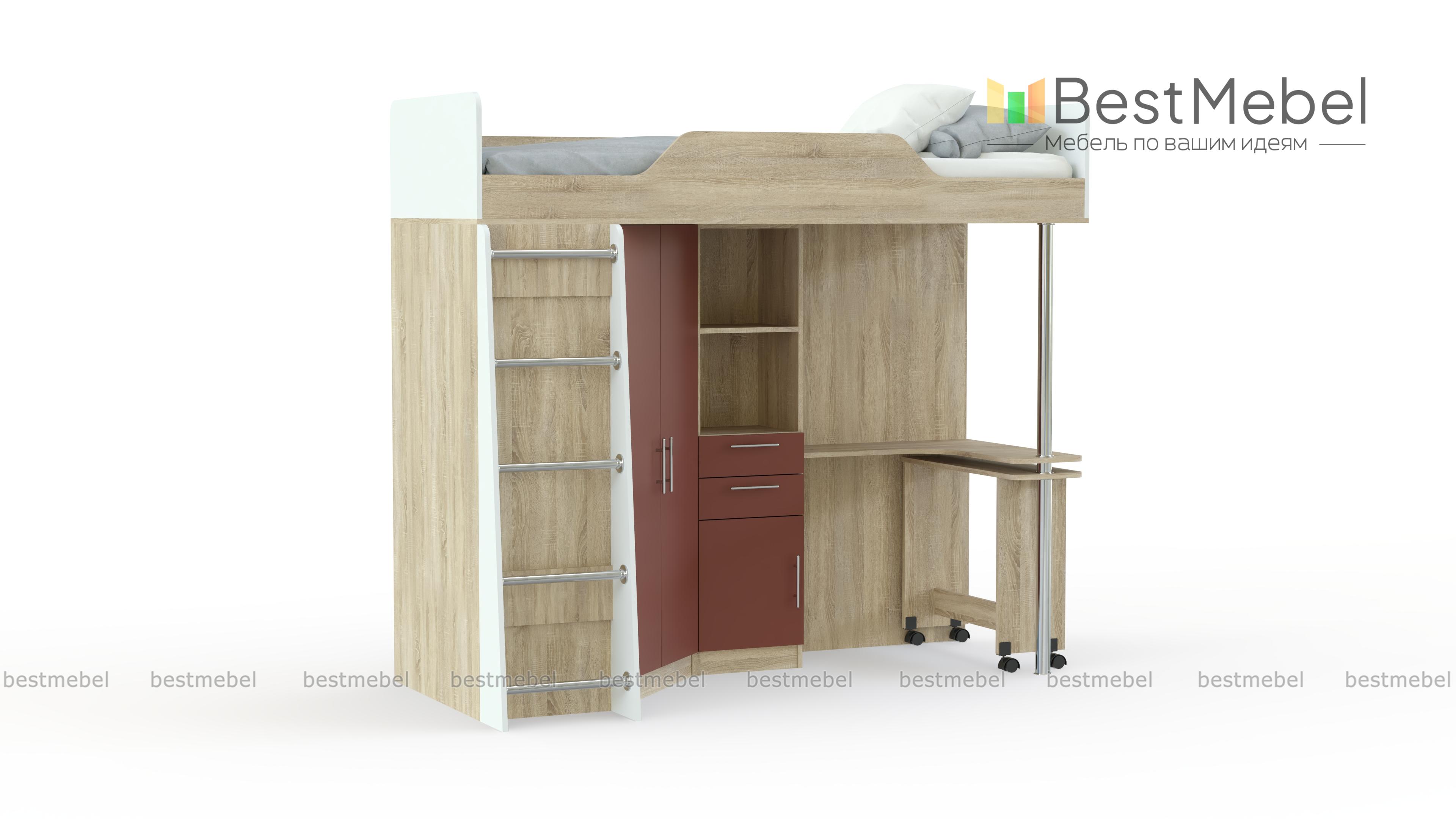 Кровать-чердак со столом Ника 427 BMS - Фото